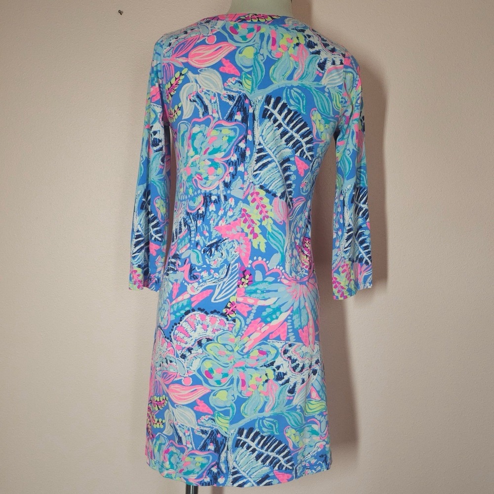 Lilly Pulitzer Amina Fantasy Garden Designer Floral Dress Size XS Pima Cotton - Picture 4 of 8